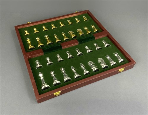 Gift Chess Set 39×39 cm "Blitz Silver/Gold" with Weighted Pieces / Board Game - photo 28468