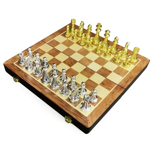 Gift Chess Set 29×29 cm "Gambit Silver/Gold" with Weighted Pieces / Board Game - photo 28478