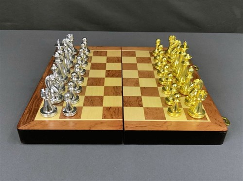 Gift Chess Set 29×29 cm "Gambit Silver/Gold" with Weighted Pieces / Board Game - photo 28479