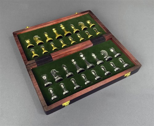 Gift Chess Set 29×29 cm "Gambit Silver/Gold" with Weighted Pieces / Board Game - photo 28482
