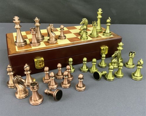 Gift Chess Set 29×29 cm "Gambit Bronze/Copper" with Weighted Pieces / Board Game - photo 28486