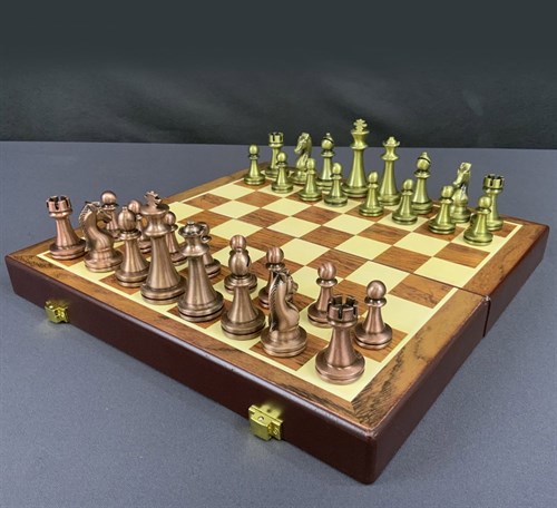 Gift Chess Set 29×29 cm "Gambit Bronze/Copper" with Weighted Pieces / Board Game - photo 28487