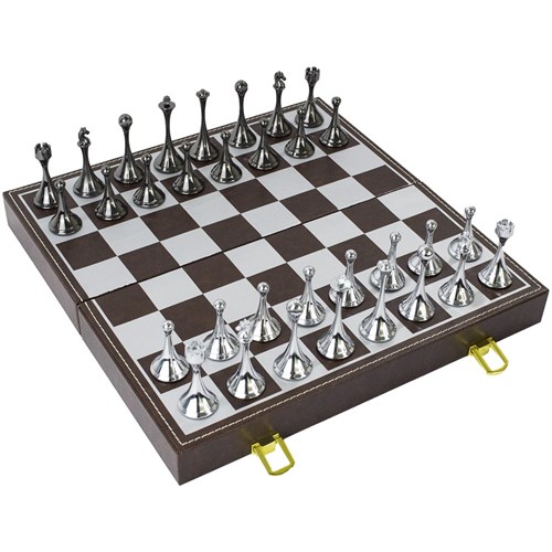 Gift Chess Set "Luxury" Silver and Blackened Metal 30×30 cm / Board Game - photo 28910