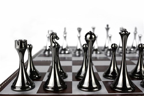 Gift Chess Set "Luxury" Silver and Blackened Metal 30×30 cm / Board Game - photo 28912