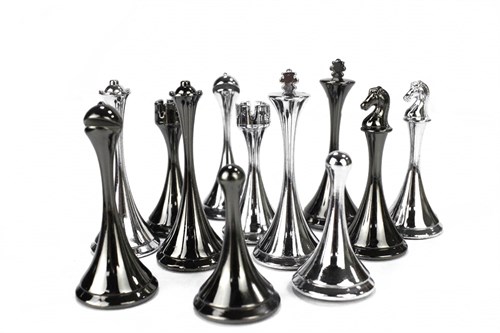 Gift Chess Set "Luxury" Silver and Blackened Metal 30×30 cm / Board Game - photo 28913