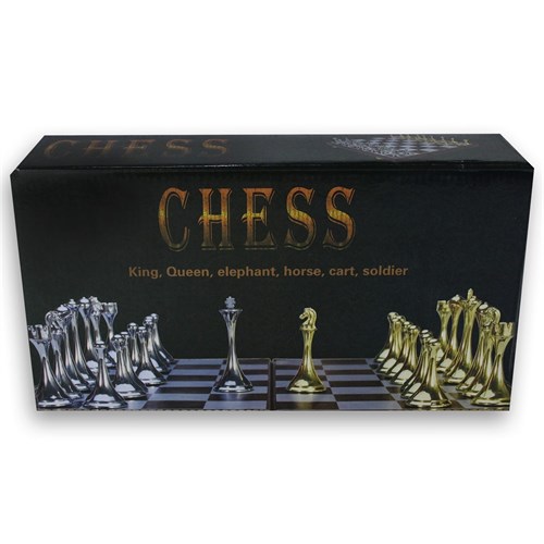 Gift Chess Set "Luxury" Silver and Blackened Metal 30×30 cm / Board Game - photo 28917