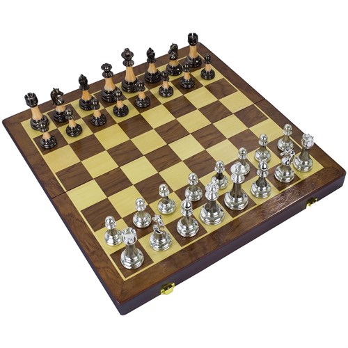 Gift Chess Set Metal Black-Silver 45×45 cm - photo 28939