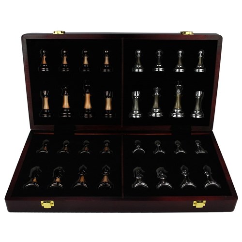 Gift Chess Set Metal Black-Silver 45×45 cm - photo 28941