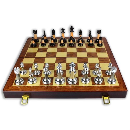 Gift Chess Set Metal Black-Silver 45×45 cm - photo 28944