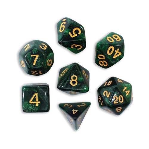 7-Piece RPG Dice Set — Space Green-Black - photo 29097