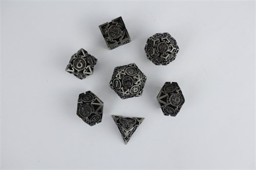 7-Piece Metal RPG Dice Set — Nickel Compass - photo 29372