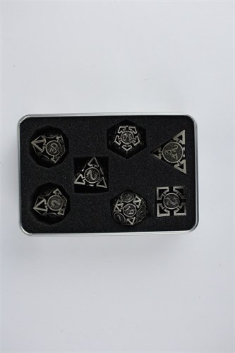 7-Piece Metal RPG Dice Set — Nickel Compass - photo 29373