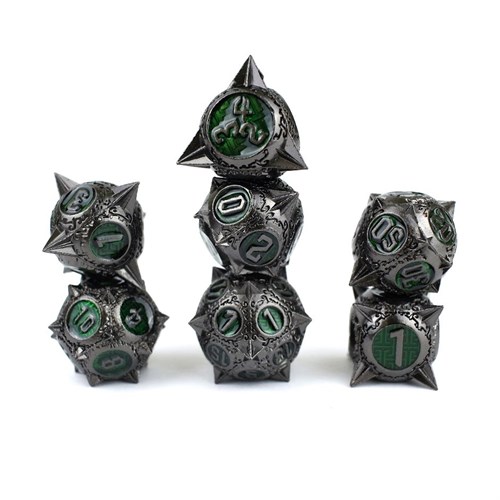 7-Piece Metal RPG Dice Set — Malachite Hedgehog - photo 29375