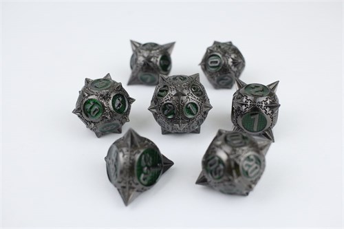 7-Piece Metal RPG Dice Set — Malachite Hedgehog - photo 29376