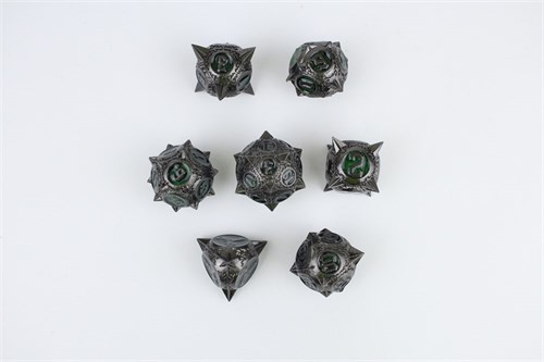 7-Piece Metal RPG Dice Set — Malachite Hedgehog - photo 29377