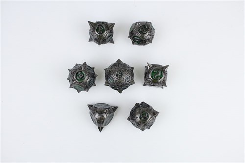 7-Piece Metal RPG Dice Set — Malachite Hedgehog - photo 29378