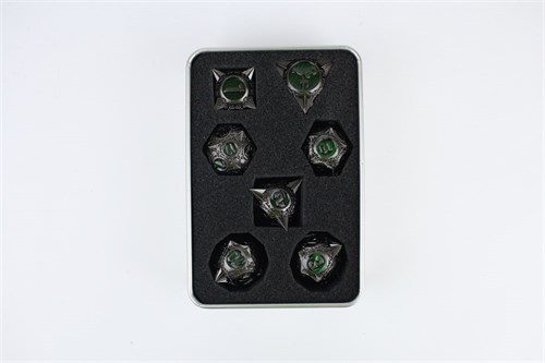 7-Piece Metal RPG Dice Set — Malachite Hedgehog - photo 29379