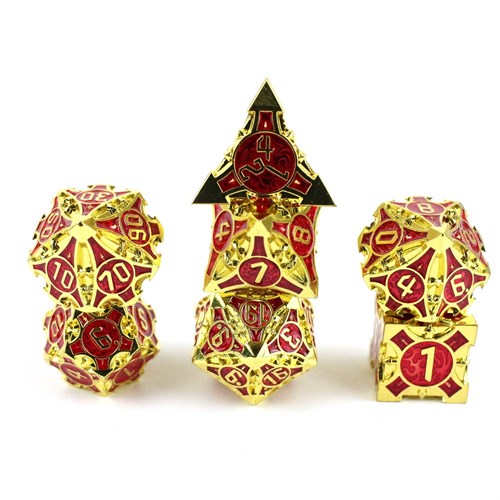 7-Piece Metal RPG Dice Set — Ruby Gold - photo 29397