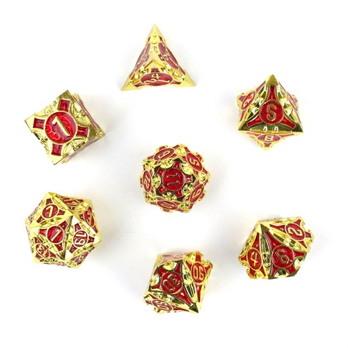 7-Piece Metal RPG Dice Set — Ruby Gold - photo 29398