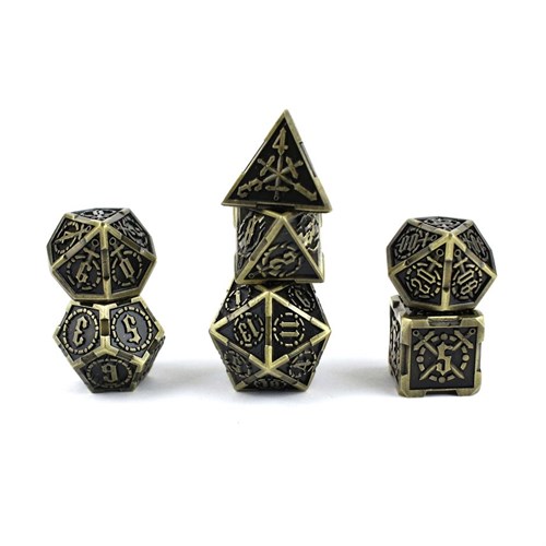 7-Piece Metal RPG Dice Set — Brass Knight - photo 29403