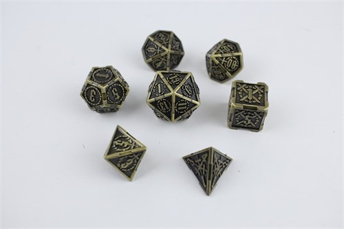7-Piece Metal RPG Dice Set — Brass Knight - photo 29404