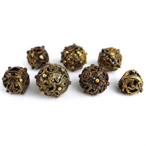 7-Piece Metal RPG Dice Set — Bronze Basilisk - photo 29428