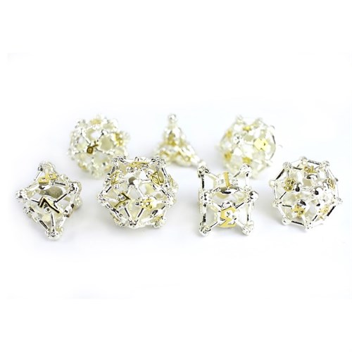 7-Piece Metal RPG Dice Set — Silver Skull - photo 29433