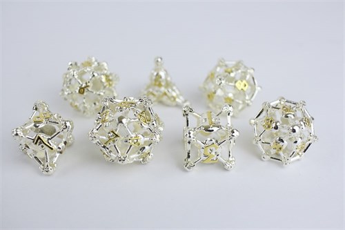 7-Piece Metal RPG Dice Set — Silver Skull - photo 29434