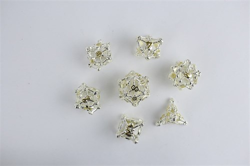 7-Piece Metal RPG Dice Set — Silver Skull - photo 29435