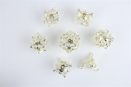 7-Piece Metal RPG Dice Set — Silver Skull - photo 29437