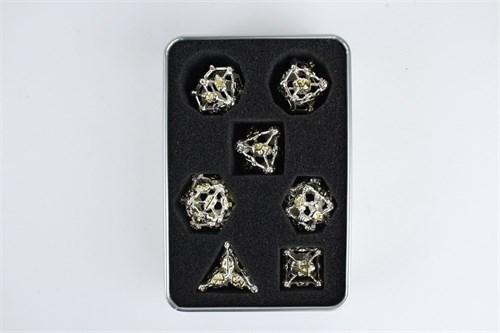 7-Piece Metal RPG Dice Set — Silver Skull - photo 29438