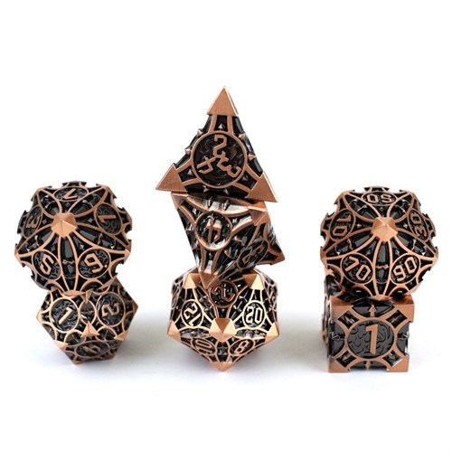 7-Piece Metal RPG Dice Set — Steampunk Bronze - photo 29455