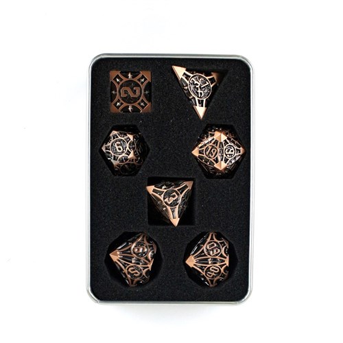 7-Piece Metal RPG Dice Set — Steampunk Bronze - photo 29458