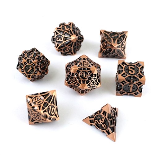 7-Piece Metal RPG Dice Set — Steampunk Bronze - photo 29459