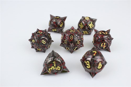 7-Piece Metal RPG Dice Set — Obsidian Hedgehog - photo 29462