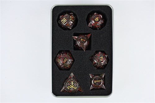 7-Piece Metal RPG Dice Set — Obsidian Hedgehog - photo 29463