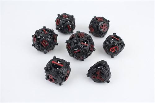 7-Piece Metal RPG Dice Set — Red Basilisk - photo 29466