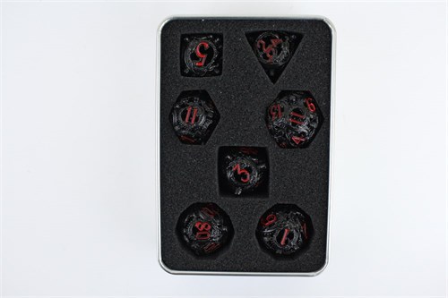 7-Piece Metal RPG Dice Set — Red Basilisk - photo 29468