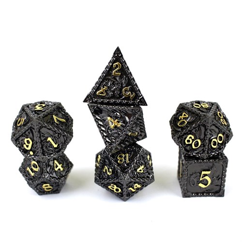 7-Piece Metal RPG Dice Set — Dragon Silver - photo 29477