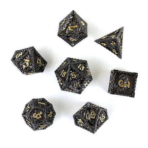 7-Piece Metal RPG Dice Set — Dragon Silver - photo 29478