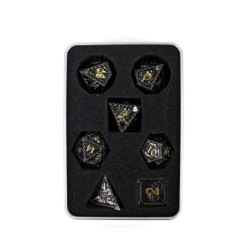 7-Piece Metal RPG Dice Set — Dragon Silver - photo 29480