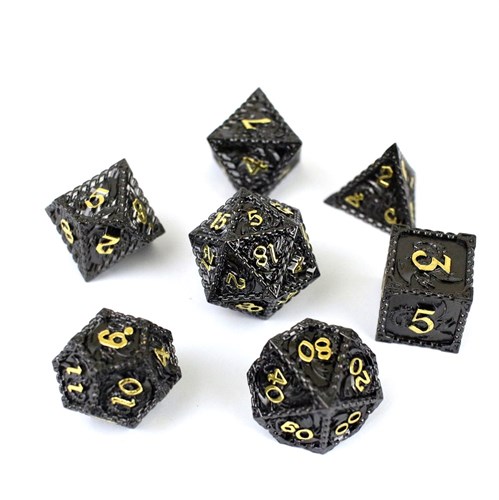 7-Piece Metal RPG Dice Set — Dragon Silver - photo 29481