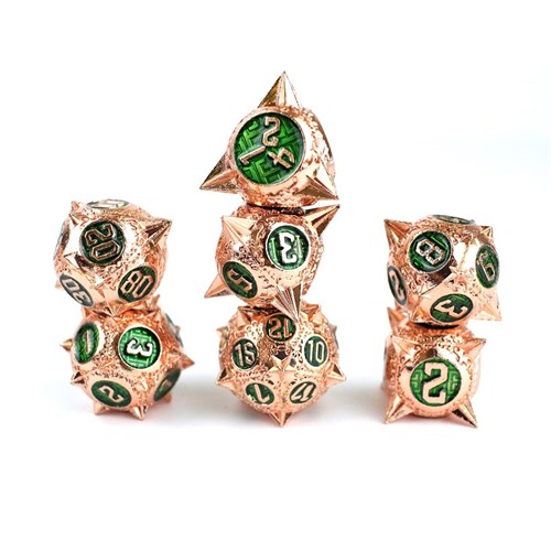 7-Piece Metal RPG Dice Set — Patinated Hedgehog - photo 29482
