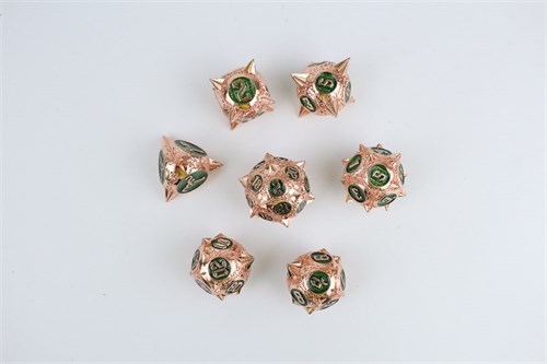 7-Piece Metal RPG Dice Set — Patinated Hedgehog - photo 29483