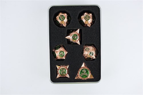 7-Piece Metal RPG Dice Set — Patinated Hedgehog - photo 29485