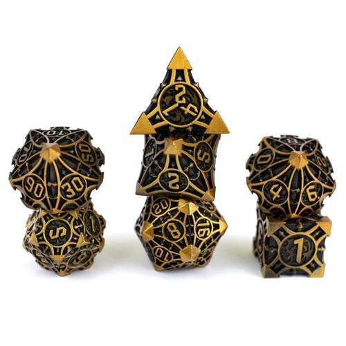 7-Piece Metal RPG Dice Set — Steampunk Copper - photo 29492