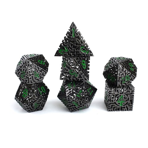 7-Piece Metal RPG Dice Set — Green Labyrinth - photo 29497