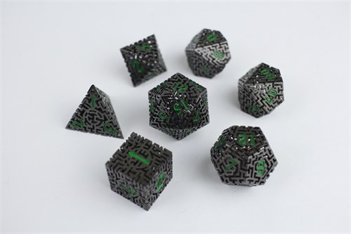 7-Piece Metal RPG Dice Set — Green Labyrinth - photo 29498