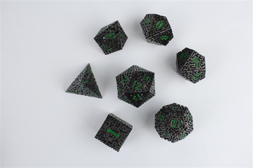 7-Piece Metal RPG Dice Set — Green Labyrinth - photo 29499
