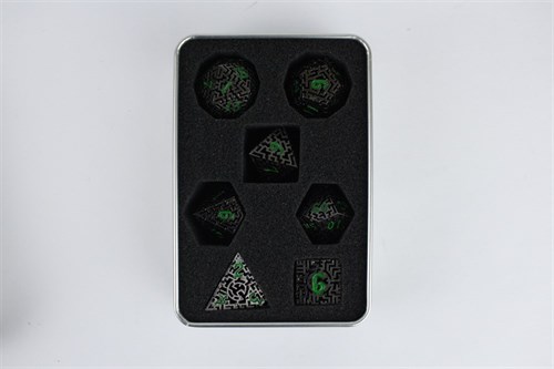 7-Piece Metal RPG Dice Set — Green Labyrinth - photo 29500